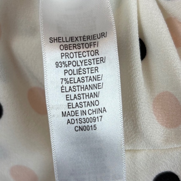 Adrianna Papell Off White with Black/Pink Polka Dots Long Sleeve Pullover Blouse - Picture 9 of 10